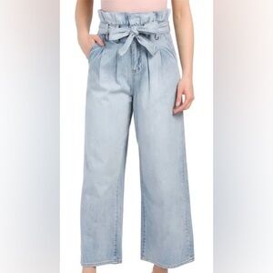 Blank NYC Light Blue Paperbag Waist Belted Denim Jeans Pants